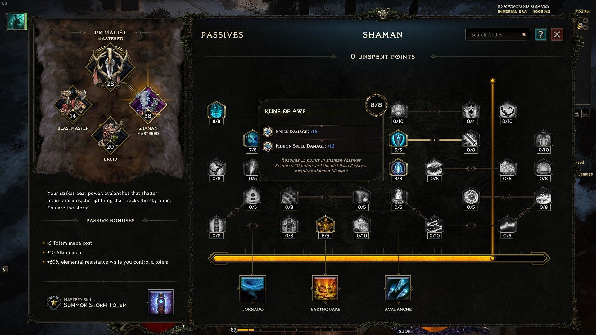 Rune of Awe in Shaman tree of Last Epoch (Image via Eleventh Hour Games)